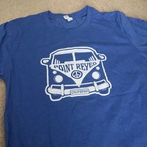 Blue T-shirt from point Reyes van on the front